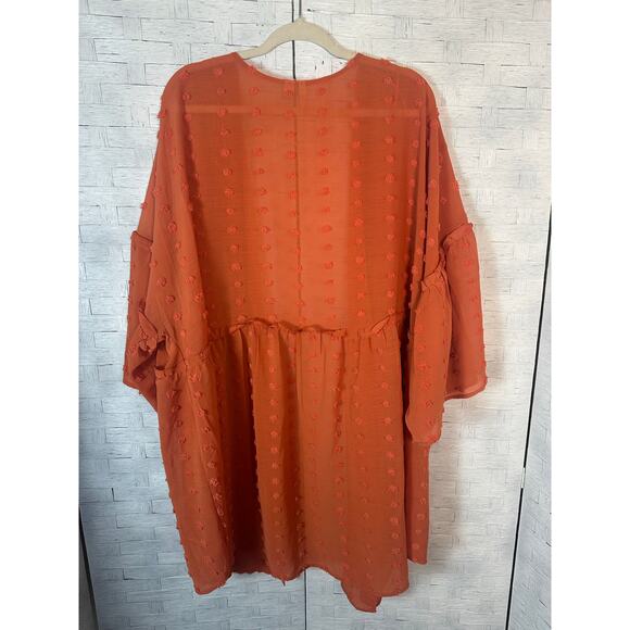 Cato women’s cardigan cover-up sheer orange feminine fall Fairycore plus size - Picture 2 of 12